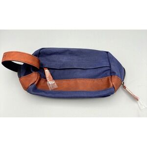 Mugsy Denim Dopp Kit Bag Canvas & Leather Vacation Travel Cosmetic Bag New